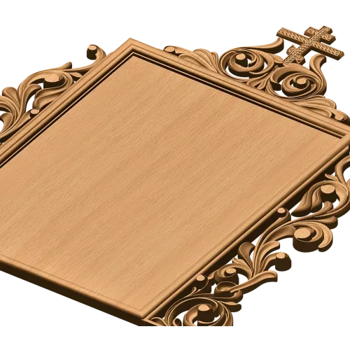Резная рамка для иконы с крестом - деревянный киотный картуш
