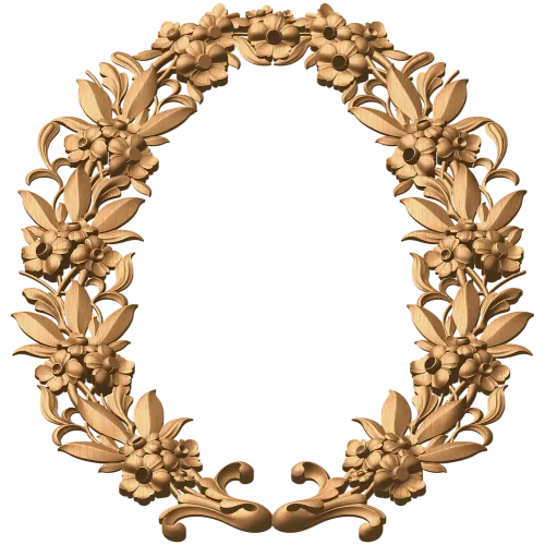 Овальная флористическая резная рама из дерева