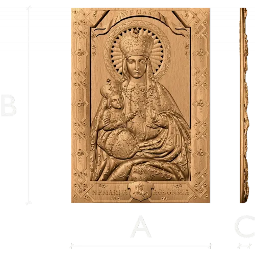 Аглонская икона Божией Матери - резной деревянный барельеф