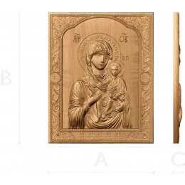 Афонская Одигитрия - резная икона в арочной раме