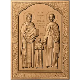 Икона-барельеф «Рафаил, Николай и Ирина»