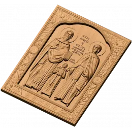 Икона-барельеф «Рафаил, Николай и Ирина»