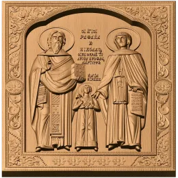 Икона-барельеф «Рафаил, Николай и Ирина»