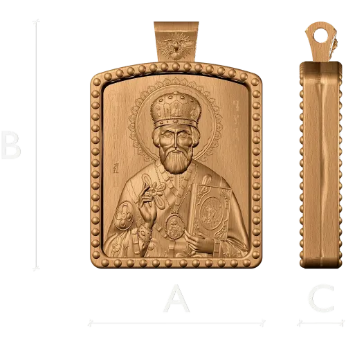 Икона Святой Николай Чудотворец - резная деревянная плакетка