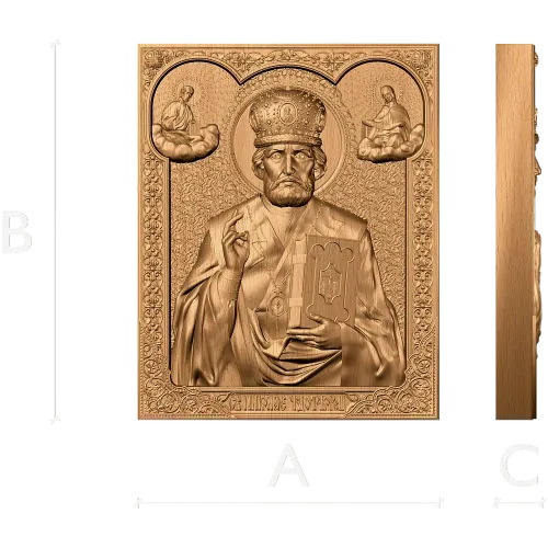 Резная деревянная икона Святой Николай Чудотворец