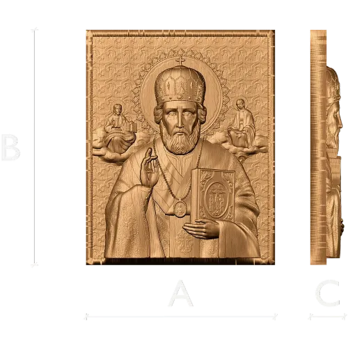 Резная деревянная икона Святой Николай Чудотворец