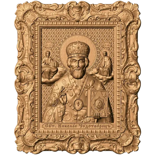 Икона Святого Николая Чудотворца - резной деревянный декор