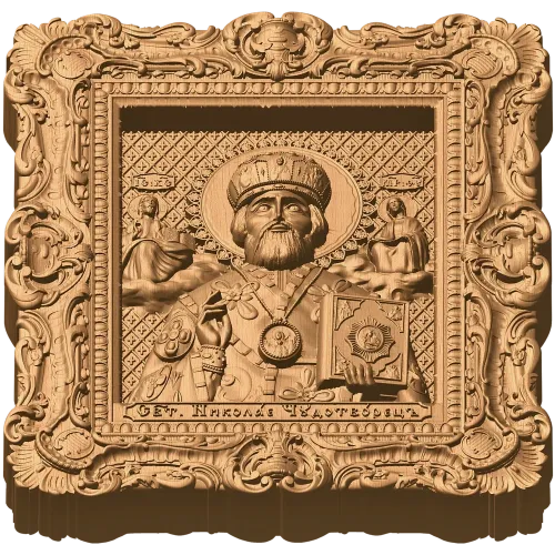 Икона Святого Николая Чудотворца - резной деревянный декор