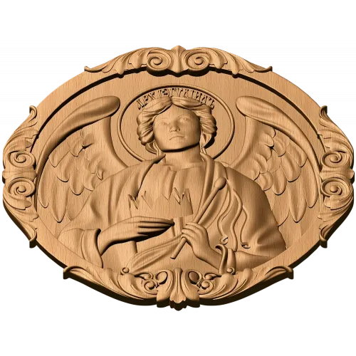 Архангел Иегудиил - резной деревянный медальон