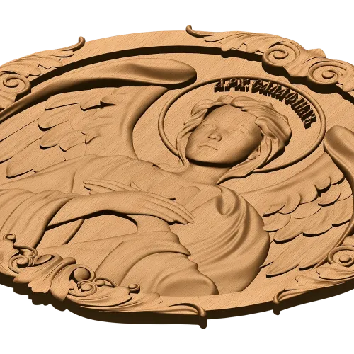 Резной медальон «Архангел Селафиил» - деревянное панно в рельефе