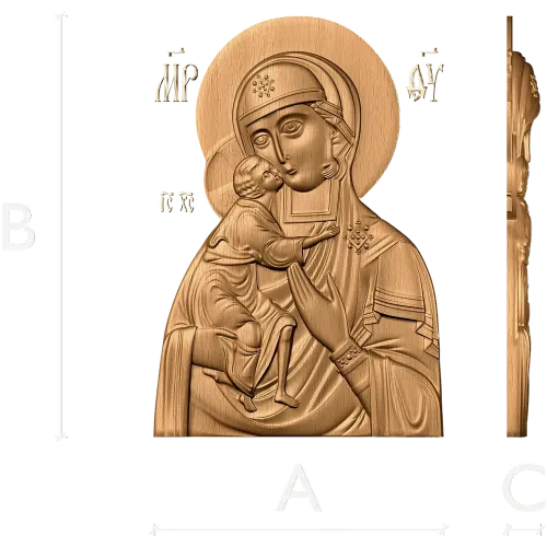 Рельефная деревянная икона «Божья Матерь Федоровская»