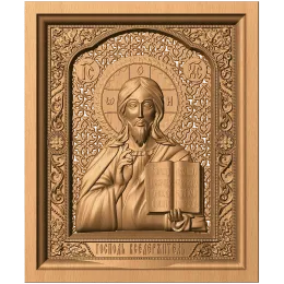 Вседержитель - резная икона в арочной нише
