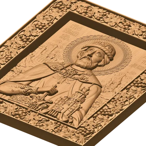 Икона святого Дмитрия Донского - резной деревянный барельеф