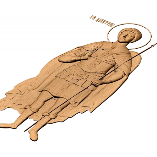Резная икона «Св. Дмитрий Солунский» - деревянный рельеф