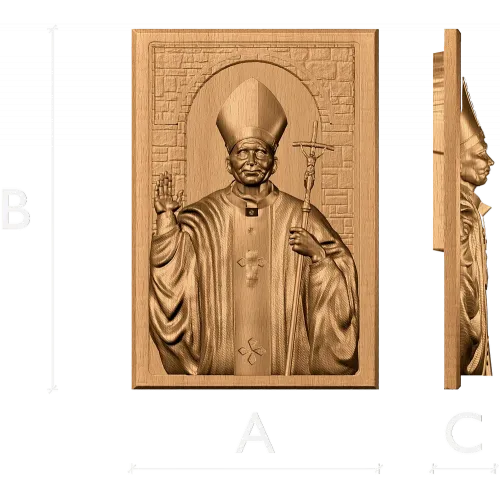 Резная деревянная икона Святителя Николая - рельеф из массива