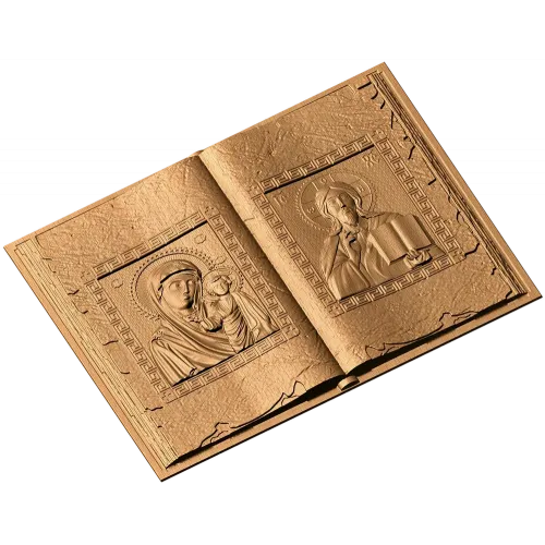 Книга-икона Богородица и Вседержитель - резной деревянный декор