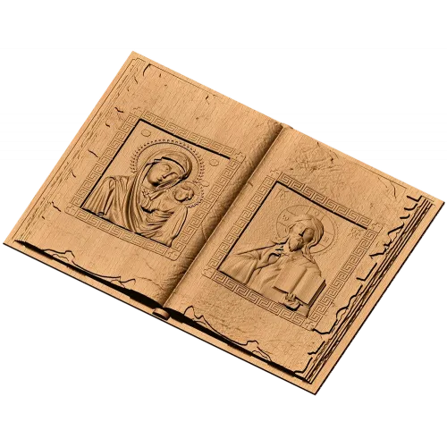 Книга-икона Богородица и Вседержитель - резной деревянный декор