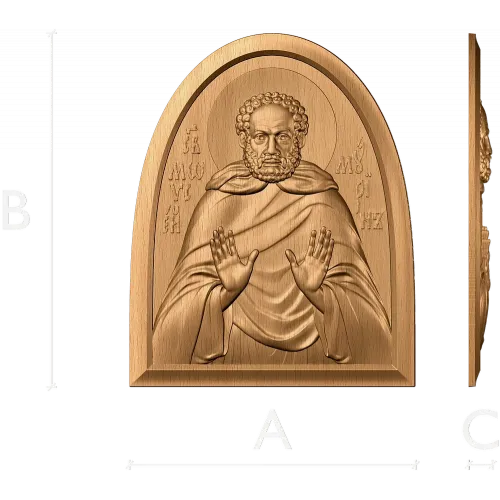 Резная деревянная икона «Святой Моисей Мурин» из массива