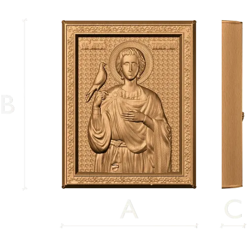 Икона Мученик Трифон - резная деревянная панель из массива