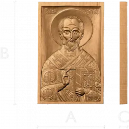 Николай Чудотворец - рельефная деревянная икона