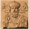 Икона Николай Чудотворец - резной деревянный барельеф
