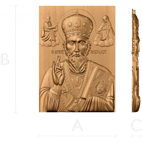 Икона Николай Чудотворец - резной деревянный барельеф