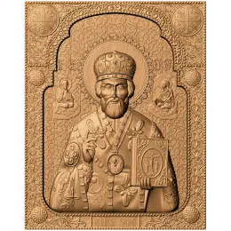 Николай Чудотворец - резная икона в нише