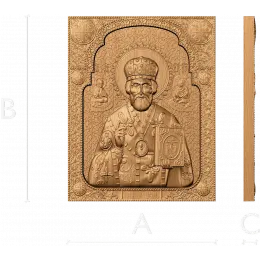 Николай Чудотворец - резная икона в нише