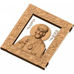 Николай Чудотворец - резная икона в рамке