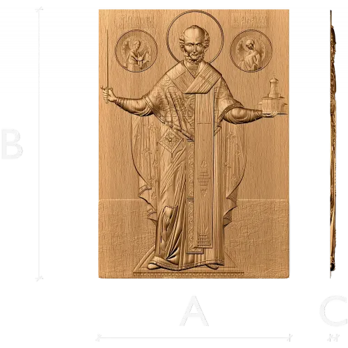 Икона Святителя Николая Чудотворца - резная деревянная панель
