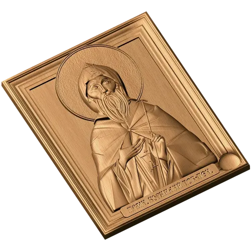 Резная икона «Преподобный Корнилий» - деревянный барельеф