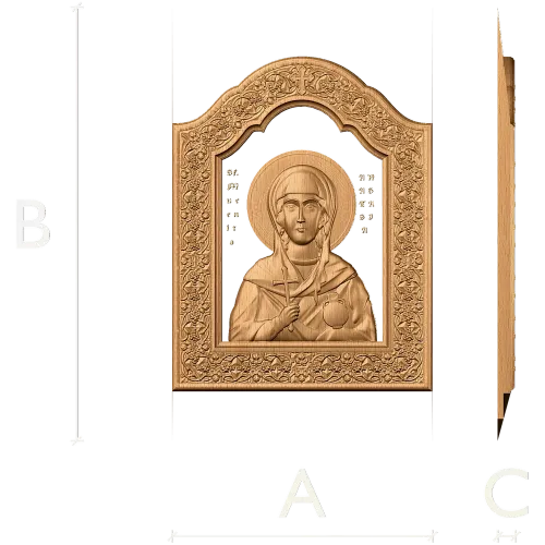 Резная деревянная икона «Святая Анастасия» в арочной раме