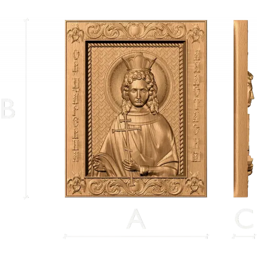 Резная икона Святая Анастасия - деревянный рельеф в рамке
