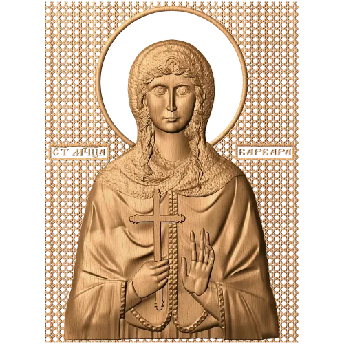 Икона Святая Варвара - резное панно из дерева