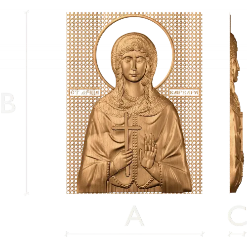 Икона Святая Варвара - резное панно из дерева