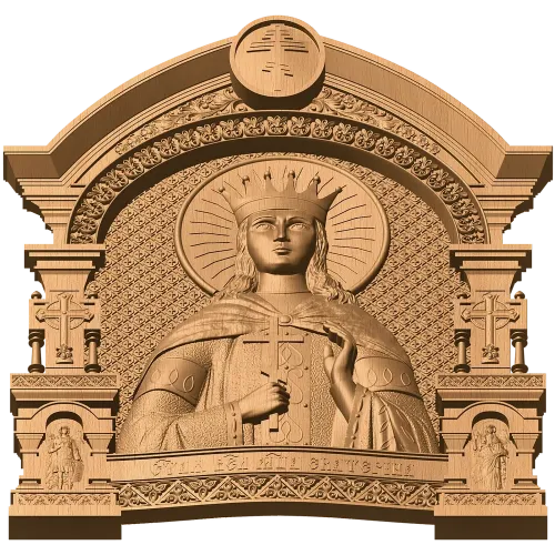 Икона Святой Великомученицы Екатерины - резной деревянный рельеф