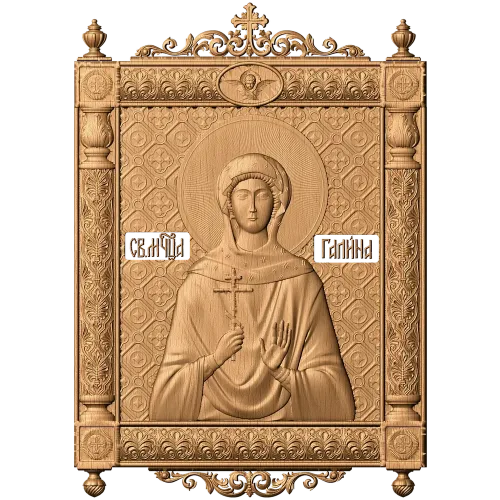 Резная икона «Святая Галина» - рельефный деревянный декор