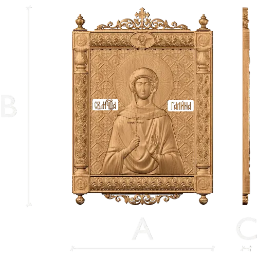 Резная икона «Святая Галина» - рельефный деревянный декор