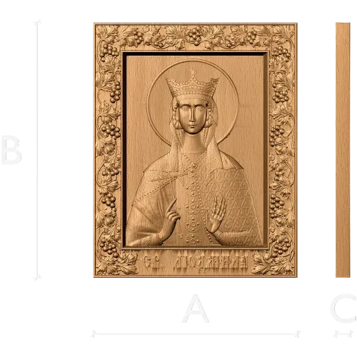 Резная икона «Святая Людмила» - деревянный рельеф в резной раме