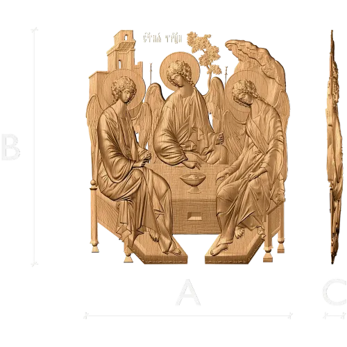 Резное панно «Святая Троица» - деревянная икона в барельефе