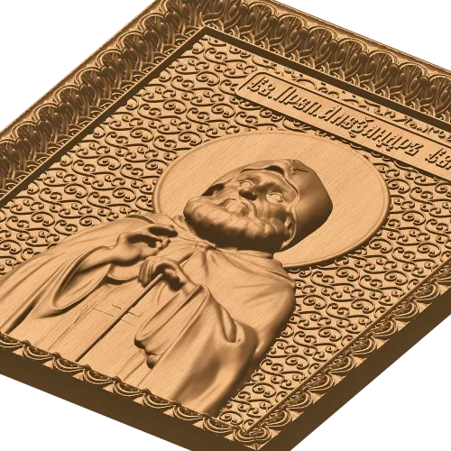 Резная деревянная икона Святитель Александр Свирский - панно из массива