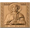 Икона Святой Евгений - резной деревянный барельеф