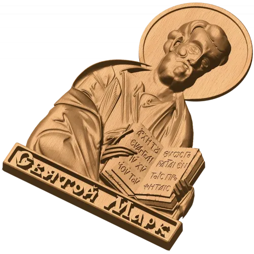 Резная икона Святой Марк - деревянное панно высокого рельефа