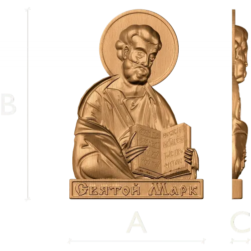 Резная икона Святой Марк - деревянное панно высокого рельефа