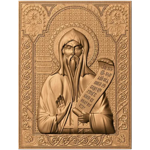 Резная икона Святой Никита Столпник - деревянный барельеф