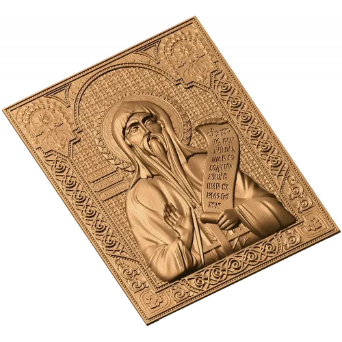 Резная икона Святой Никита Столпник - деревянный барельеф