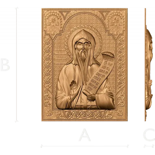 Резная икона Святой Никита Столпник - деревянный барельеф