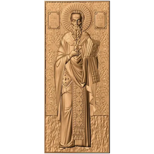 Резная деревянная икона Святого Симеона - рельеф из массива