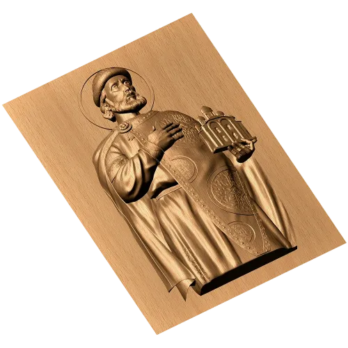 Резной образ Святого Ярослава - деревянная икона-рельеф из дуба/бука/ясеня