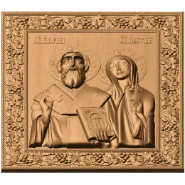 Киприан и Иустина - рельефная икона